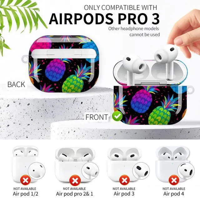 Alt view image 3 of 6 - Compatible with AirPod Pro 3rd Generation Case 2025,Fashion Protective Cover with Keychain, Anti-Scratch, Drop Protection,Shockproof Cover for AirPod Pro 3 Women(Colorful Pineapple)
