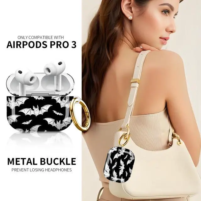 Alt view image 2 of 6 - Compatible with AirPod Pro 3rd Generation Case 2025,Fashion Protective Cover with Keychain, Anti-Scratch, Drop Protection,Shockproof Cover for AirPod Pro 3 Women(Colorful Abstract Bats)