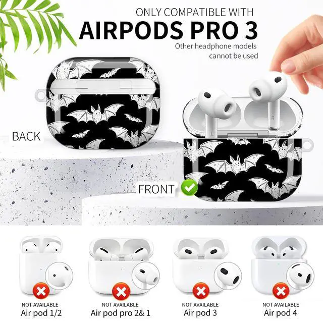 Alt view image 3 of 6 - Compatible with AirPod Pro 3rd Generation Case 2025,Fashion Protective Cover with Keychain, Anti-Scratch, Drop Protection,Shockproof Cover for AirPod Pro 3 Women(Colorful Abstract Bats)