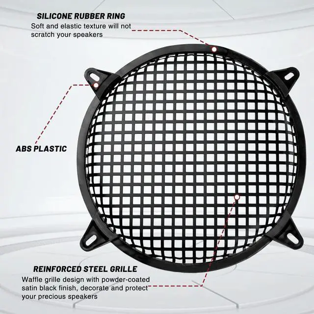 Alt view image 4 of 7 - 12" Speaker Grill Cover: Car Audio Speaker Grill Cover, Subwoofer Metal Mesh-Waffle Grill Cover Protector with Rubber Frame(Pack of 2)