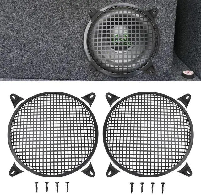 Main image of 12" Speaker Grill Cover: Car Audio Speaker Grill Cover, Subwoofer Metal Mesh-Waffle Grill Cover Protector with Rubber Frame(Pack of 2)