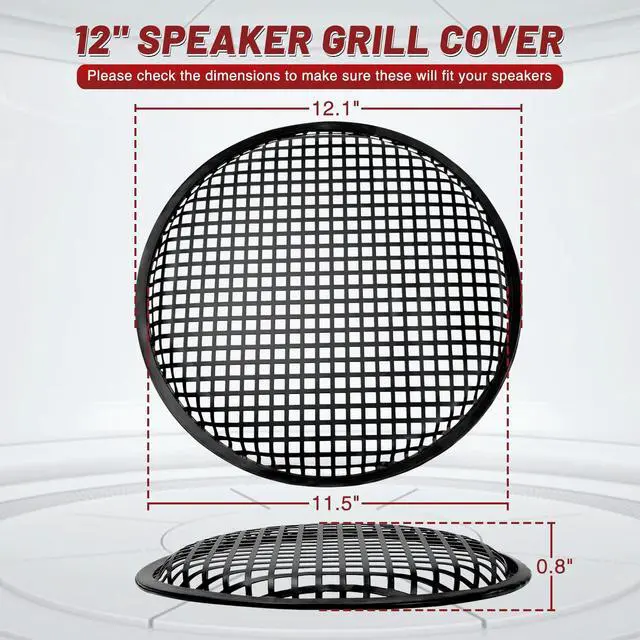 Alt view image 3 of 7 - 12" Speaker Grill Cover: Car Audio Speaker Grill Cover, Subwoofer Metal Mesh-Waffle Grill Cover Protector with Rubber Frame(Pack of 2)