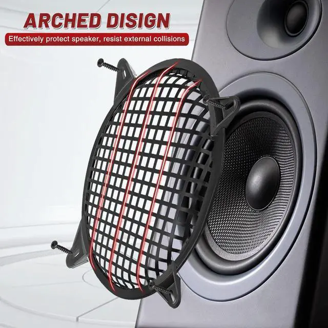 Alt view image 5 of 7 - 8" Speaker Grill Cover: Car Audio Speaker Grill Cover, Subwoofer Metal Mesh-Waffle Grill Cover Protector with Rubber Frame(Pack of 2)