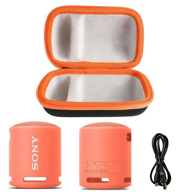Alt view image 2 of 5 - Hard Case for Sony SRS-XB100 XB12 XB13 Bluetooth Speaker,Black+Pink | Travel Protective Storage Bag with Custom Molded Interior & Hand Strap, Shockproof EVA Shell and Soft Lining