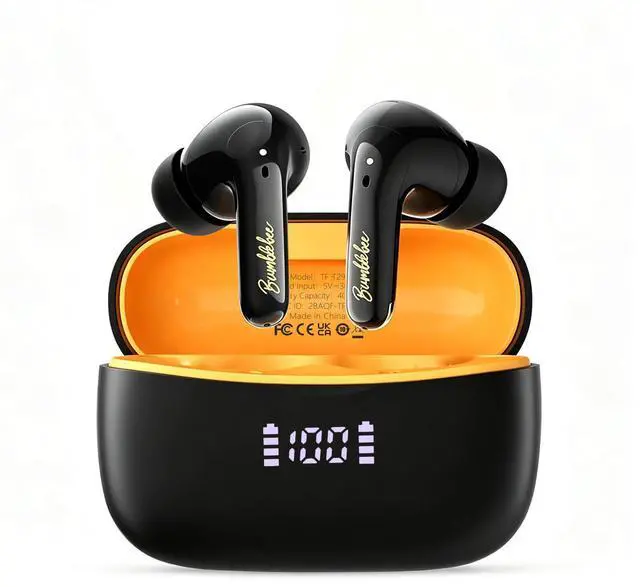 Main image of Wireless Earbuds Bluetooth 5.4 with Low Latency Gaming Mode, 38H Playtime, Noise Cancelling Headphones with Mic, LED Display, Hi-Fi Stereo Sound for iPhone Android (Bumblebee Black)