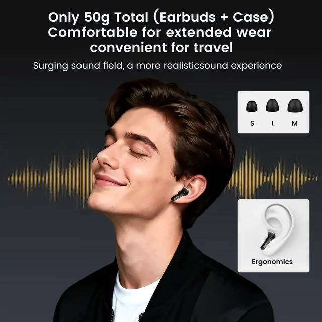 Alt view image 5 of 6 - Wireless Earbuds Bluetooth 5.4 with Low Latency Gaming Mode, 38H Playtime, Noise Cancelling Headphones with Mic, LED Display, Hi-Fi Stereo Sound for iPhone Android (Bumblebee Black)