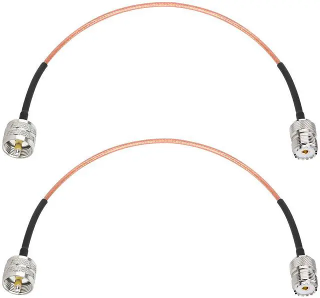 Main image of RG316 UHF Male to UHF Female Coaxial Cable 1FT 2PCS CB Antenna Cable PL 259 UHF Male to UHF Female SO239 Cable, 50 Ohm Low Loss for HAM Radio Antenna, Brown