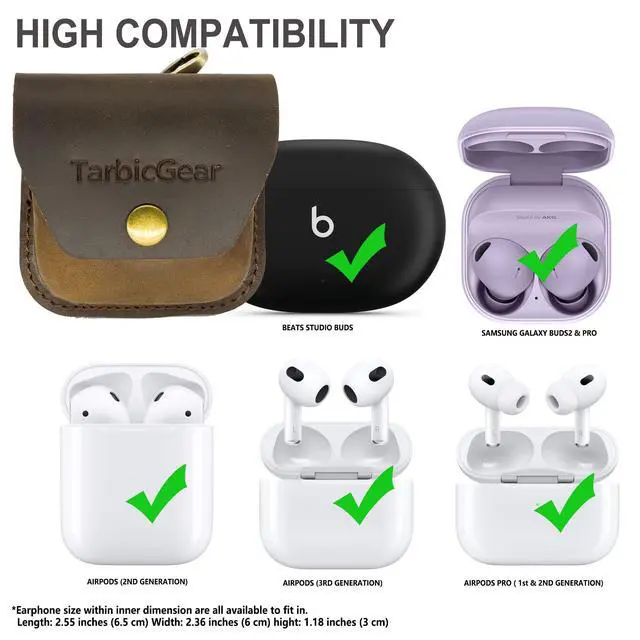 Alt view image 2 of 6 - Belt Clip Airpod Case, Universal Leather Belt Holster for Airpod Pro, Samsung Galaxy Buds and Beats Studio Buds, Real Leather Earbuds Pouch for Belt, Brown Color