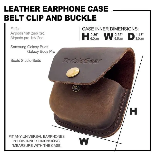 Alt view image 3 of 6 - Belt Clip Airpod Case, Universal Leather Belt Holster for Airpod Pro, Samsung Galaxy Buds and Beats Studio Buds, Real Leather Earbuds Pouch for Belt, Brown Color