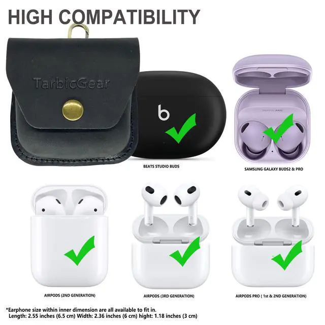 Alt view image 3 of 6 - Belt Clip Airpod Case, Universal Leather Belt Holster for Airpod Pro, Samsung Galaxy Buds and Beats Studio Buds, Real Leather Earbuds Pouch for Belt, Black Color