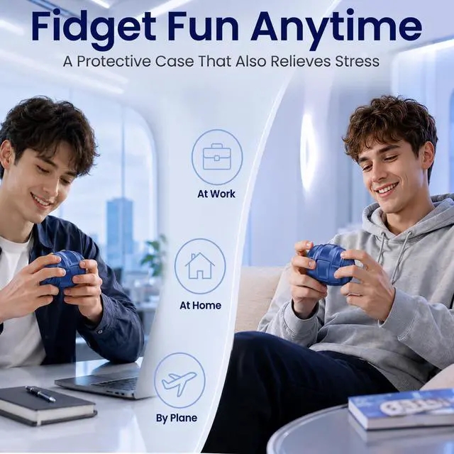 Alt view image 4 of 6 - for AirPods Pro 3 Case 2025 (Navy Blue) | Unique Space Capsule Appearance, Rotating Opening Method;Helps Relieve Stress, Built-in Magnetic Locking, with Cleaning Kit