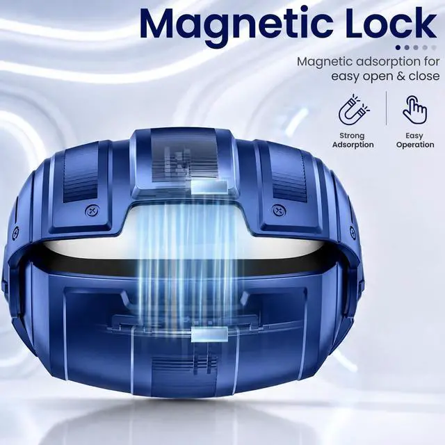 Alt view image 6 of 6 - for AirPods Pro 3 Case 2025 (Navy Blue) | Unique Space Capsule Appearance, Rotating Opening Method;Helps Relieve Stress, Built-in Magnetic Locking, with Cleaning Kit