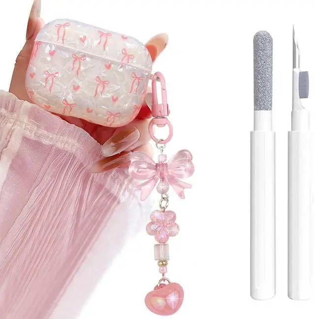 Main image of for Airpods Pro 3 Case Clear,Cute Shell Girly Bow Tie Kawaii Ribbon Heart Pattern for Airpod Pro 3rd Generation Case Cover,Soft TPU with Bowknot Flower Heart Keychain&Cleaning Pen Women Girls