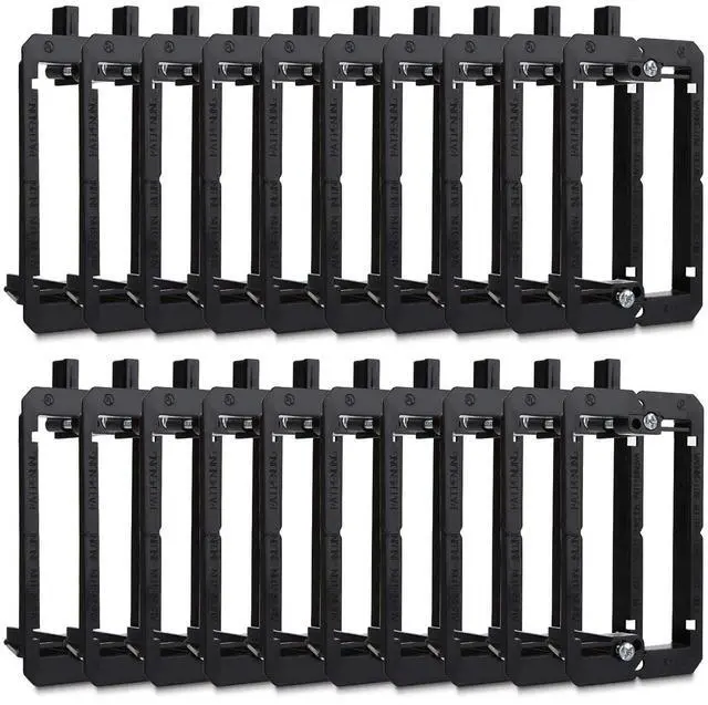 Main image of 20 Pack Single Gang Low Voltage Mounting Bracket, Flush Mounting Wall Plate, Pass Through Wall Plates for Networking, HDMI, Coaxial Cables, Speaker Wires-Black