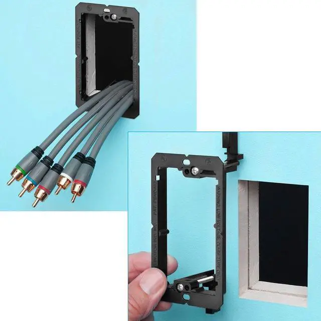 Alt view image 3 of 7 - 20 Pack Single Gang Low Voltage Mounting Bracket, Flush Mounting Wall Plate, Pass Through Wall Plates for Networking, HDMI, Coaxial Cables, Speaker Wires-Black