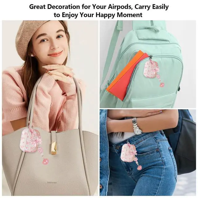 Alt view image 6 of 7 - for Airpods Pro 3 Case Clear,Cute Shell Girly Bow Tie Kawaii Ribbon Heart Pattern for Airpod Pro 3rd Generation Case Cover,Soft TPU with Bowknot Flower Heart Keychain&Cleaning Pen Women Girls