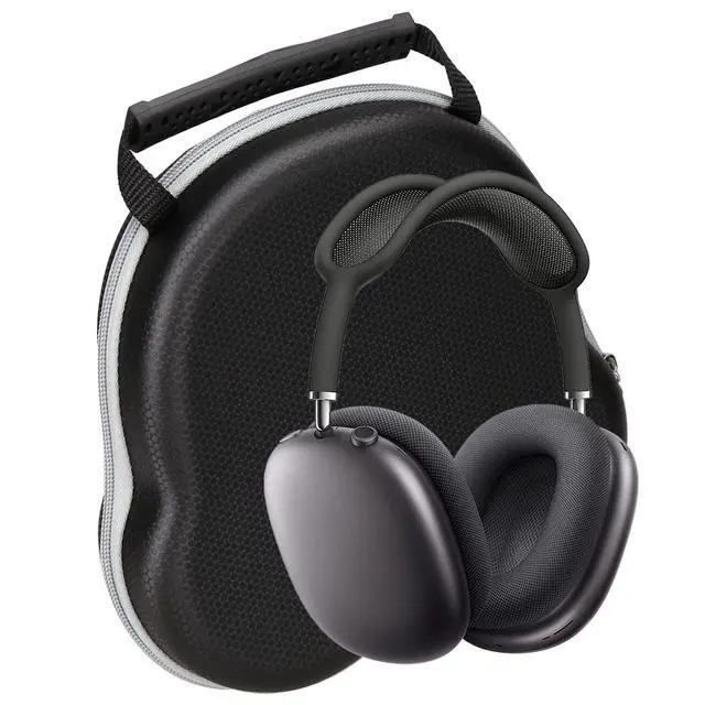 Alt view image 6 of 7 - Hard Shell Headphone Carrying Case Compatible with Pioneer DJ HDJ-X5, AirPods Max, SteelSeries Arctis Series - EVA Shockproof Protective Travel Storage Bag, Black