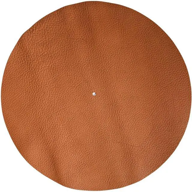 Main image of Premium Leather Turntable Slipmat 11.5" Full-Grain Cowhide Platter Mat | Anti-Static | Dual-Sided Grain & Suede | Fits Audio-Technica, Pro-Ject, Rega & More (Cognac)