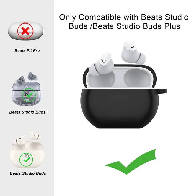 Alt view image 2 of 6 - for Beats Studio Buds Case/Studio Buds Plus Case Cover with Cute Bee Daisy Flower Charm Keychain,Soft Silicone Cover Protective for Beats Studio Buds+ Earbuds Charging Case Black