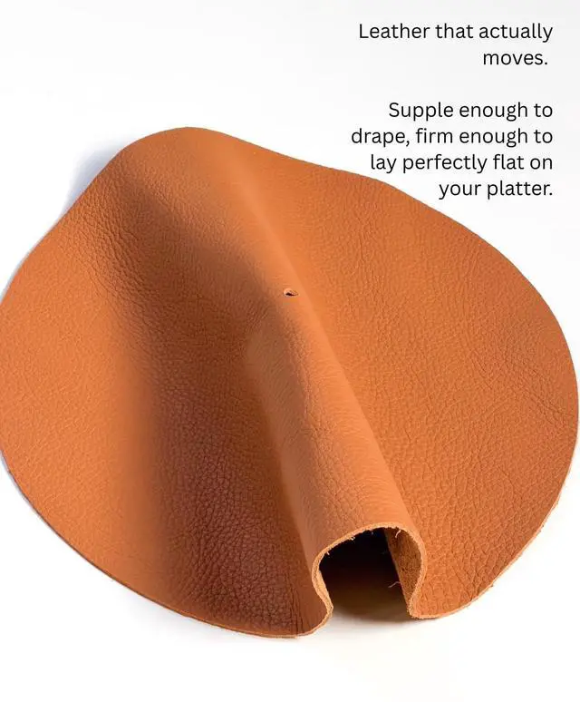 Alt view image 5 of 7 - Premium Leather Turntable Slipmat 11.5" Full-Grain Cowhide Platter Mat | Anti-Static | Dual-Sided Grain & Suede | Fits Audio-Technica, Pro-Ject, Rega & More (Cognac)