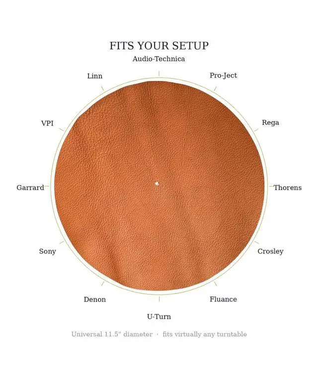 Alt view image 6 of 7 - Premium Leather Turntable Slipmat 11.5" Full-Grain Cowhide Platter Mat | Anti-Static | Dual-Sided Grain & Suede | Fits Audio-Technica, Pro-Ject, Rega & More (Cognac)
