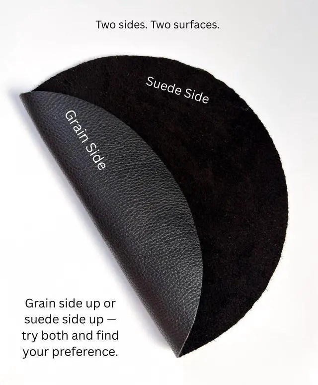 Alt view image 3 of 7 - Premium Leather Turntable Slipmat 11.5" Full-Grain Cowhide Platter Mat | Anti-Static | Dual-Sided Grain & Suede | Fits Audio-Technica, Pro-Ject, Rega & More (Black)