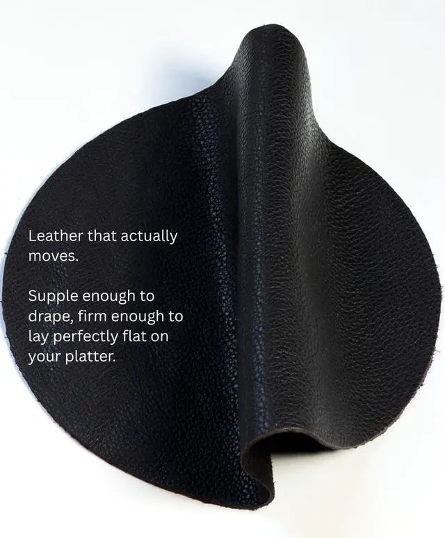 Alt view image 5 of 7 - Premium Leather Turntable Slipmat 11.5" Full-Grain Cowhide Platter Mat | Anti-Static | Dual-Sided Grain & Suede | Fits Audio-Technica, Pro-Ject, Rega & More (Black)