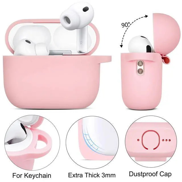 Alt view image 4 of 7 - Compatible with Airpods Pro Case Cover with Bracelet Keychain for Apple Airpod Pro Case (Pink)