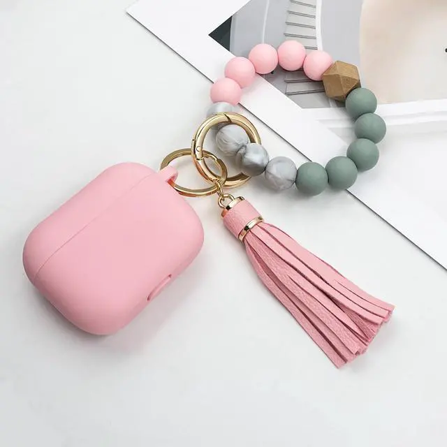 Alt view image 6 of 7 - Compatible with Airpods Pro Case Cover with Bracelet Keychain for Apple Airpod Pro Case (Pink)