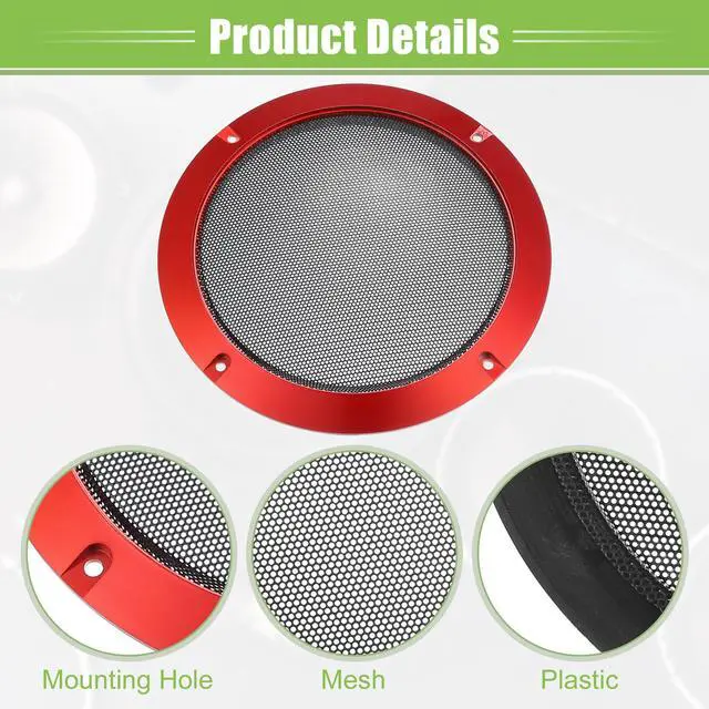 Alt view image 4 of 6 - Universal 6.5" Car Speaker Grills Cover Mesh Round - Pack of 2 | 6.5 Inch Audio Speaker Subwoofer Guard Protector, with Mounting Screws, Iron, Red Black