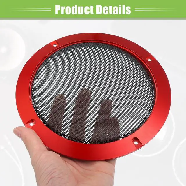 Alt view image 5 of 6 - Universal 6.5" Car Speaker Grills Cover Mesh Round - Pack of 2 | 6.5 Inch Audio Speaker Subwoofer Guard Protector, with Mounting Screws, Iron, Red Black