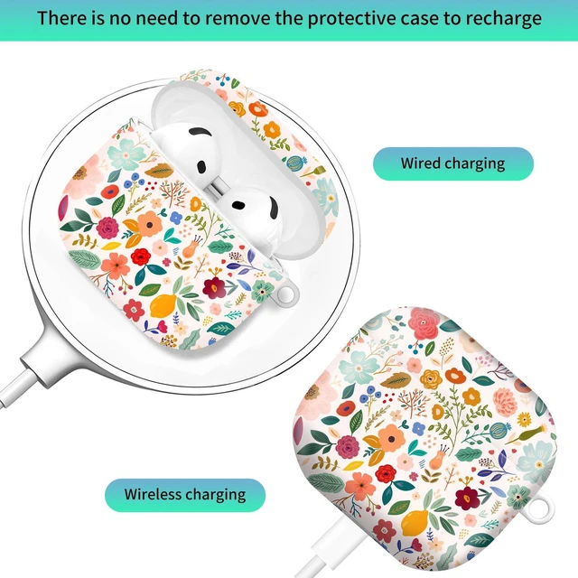 Alt view image 2 of 6 - Compatiable with AirPod 4 Protective Case 2024, Soft Protective Case with Keychain for Women,Cute Shockproof Charging Case Cover for AirPod 4(Beautiful Romantic Flower)