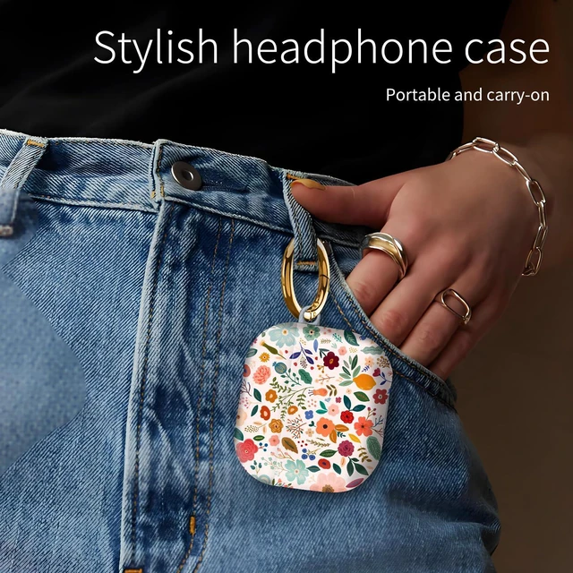 Alt view image 3 of 6 - Compatiable with AirPod 4 Protective Case 2024, Soft Protective Case with Keychain for Women,Cute Shockproof Charging Case Cover for AirPod 4(Beautiful Romantic Flower)