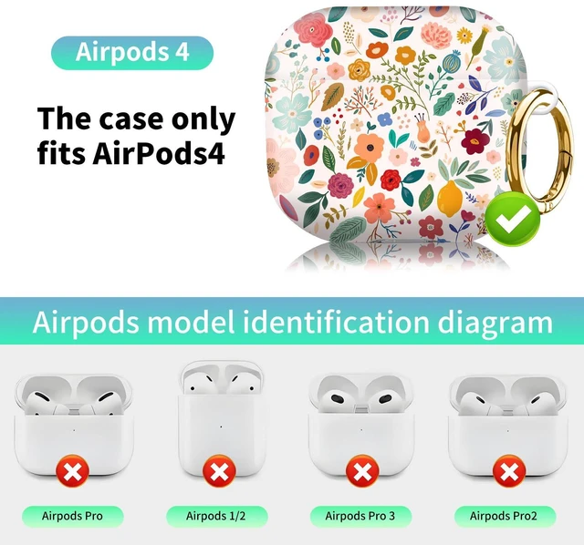 Alt view image 4 of 6 - Compatiable with AirPod 4 Protective Case 2024, Soft Protective Case with Keychain for Women,Cute Shockproof Charging Case Cover for AirPod 4(Beautiful Romantic Flower)