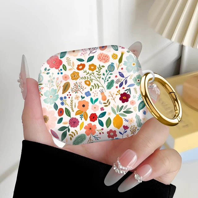 Alt view image 6 of 6 - Compatiable with AirPod 4 Protective Case 2024, Soft Protective Case with Keychain for Women,Cute Shockproof Charging Case Cover for AirPod 4(Beautiful Romantic Flower)