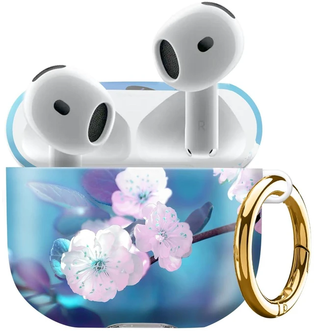 Main image of Compatiable with AirPod 4 Protective Case 2024, Soft Protective Case with Keychain for Women,Cute Shockproof Charging Case Cover for AirPod 4(Blue Butterflies Flowers)