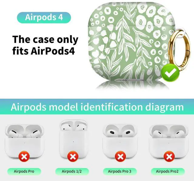 Alt view image 4 of 6 - Compatiable with AirPod 4 Protective Case 2024, Soft Protective Case with Keychain for Women,Cute Shockproof Charging Case Cover for AirPod 4(Doodled Botany Plants)