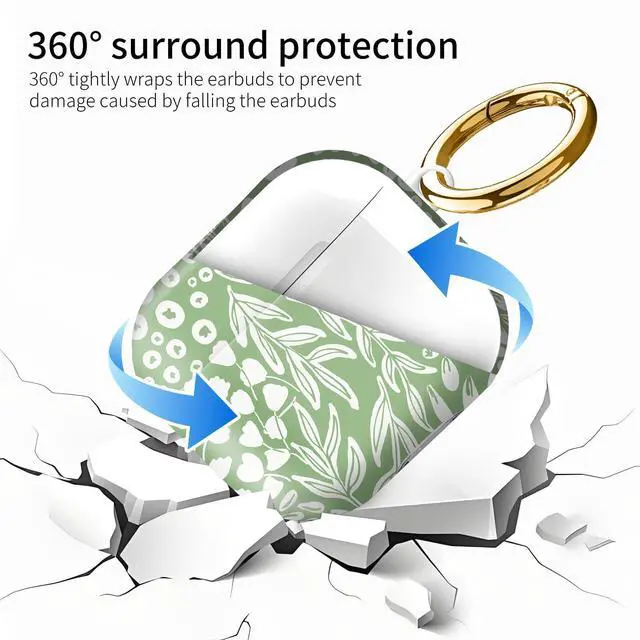 Alt view image 5 of 6 - Compatiable with AirPod 4 Protective Case 2024, Soft Protective Case with Keychain for Women,Cute Shockproof Charging Case Cover for AirPod 4(Doodled Botany Plants)