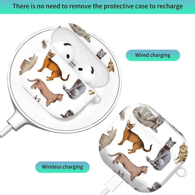Alt view image 2 of 6 - Compatiable with AirPod 4 Protective Case 2024, Soft Protective Case with Keychain for Women,Cute Shockproof Charging Case Cover for AirPod 4(Purebred Cat)