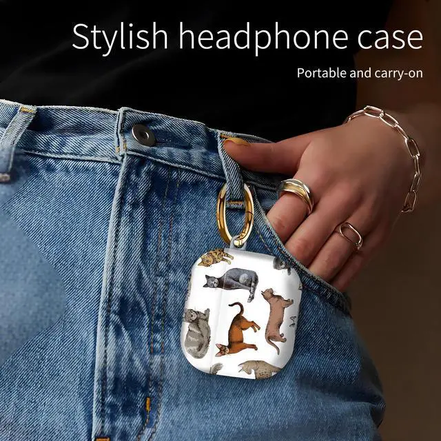 Alt view image 3 of 6 - Compatiable with AirPod 4 Protective Case 2024, Soft Protective Case with Keychain for Women,Cute Shockproof Charging Case Cover for AirPod 4(Purebred Cat)