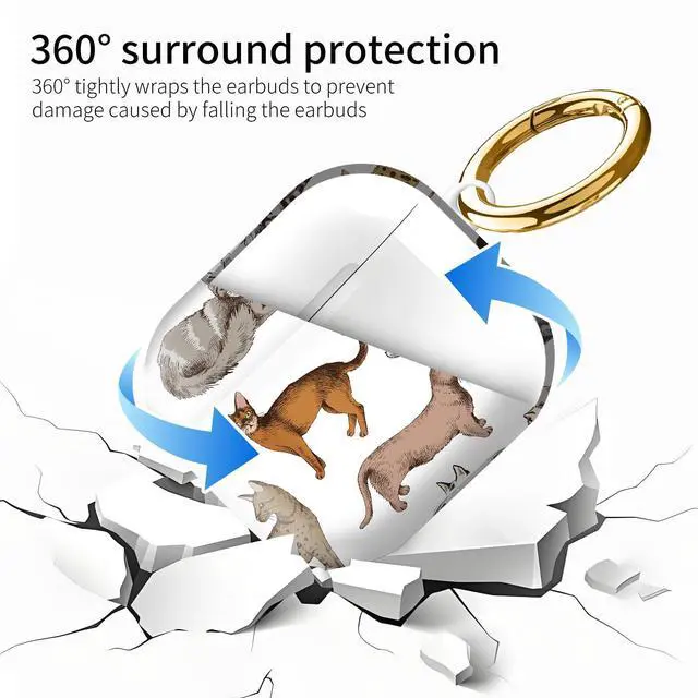 Alt view image 5 of 6 - Compatiable with AirPod 4 Protective Case 2024, Soft Protective Case with Keychain for Women,Cute Shockproof Charging Case Cover for AirPod 4(Purebred Cat)