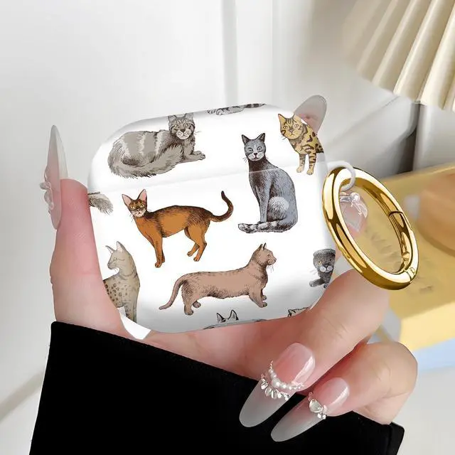 Alt view image 6 of 6 - Compatiable with AirPod 4 Protective Case 2024, Soft Protective Case with Keychain for Women,Cute Shockproof Charging Case Cover for AirPod 4(Purebred Cat)