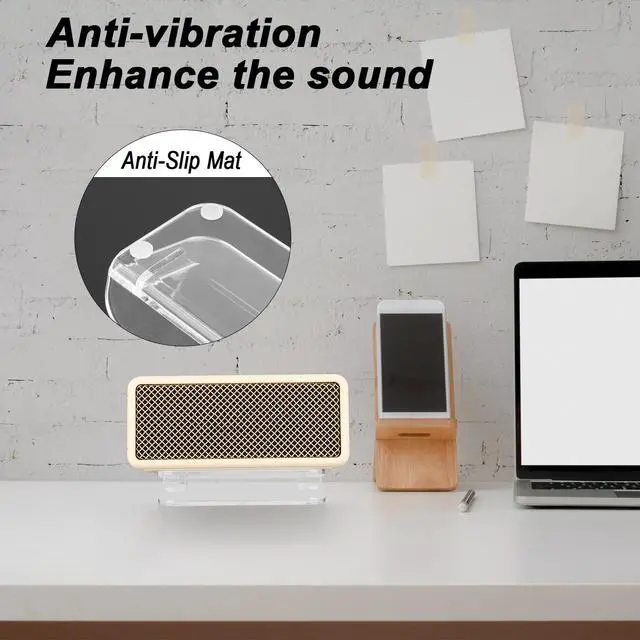 Alt view image 4 of 7 - Desktop Stand Angle Riser for Marshall Emberton II/Beats Pill 2024/JBL Flip 7, Acrylic Speaker Holder Isolation Stands Base Bracket with Anti-Slip Mat (Transparent)