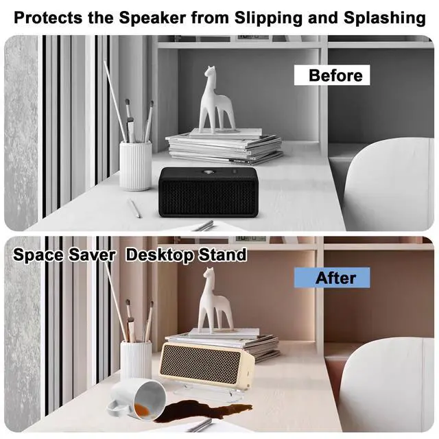 Alt view image 6 of 7 - Desktop Stand Angle Riser for Marshall Emberton II/Beats Pill 2024/JBL Flip 7, Acrylic Speaker Holder Isolation Stands Base Bracket with Anti-Slip Mat (Transparent)