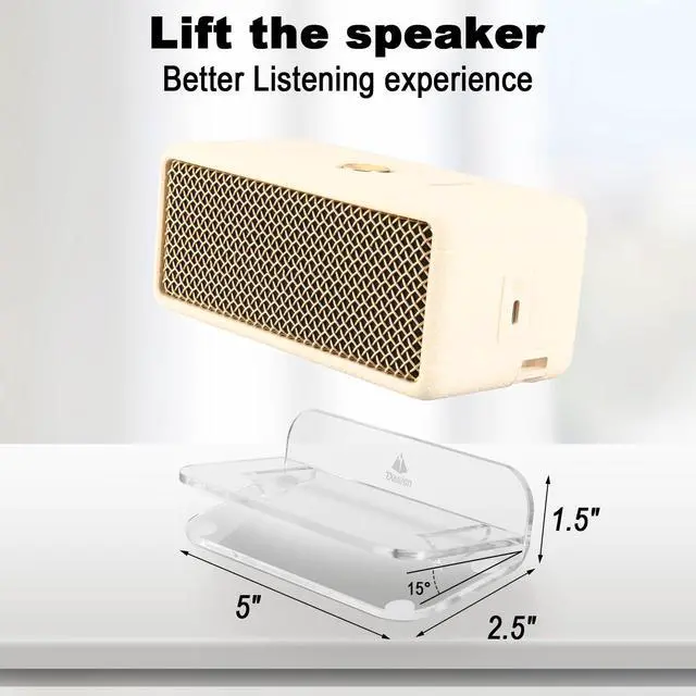 Alt view image 5 of 7 - Desktop Stand Angle Riser for Marshall Emberton II/Beats Pill 2024/JBL Flip 7, Acrylic Speaker Holder Isolation Stands Base Bracket with Anti-Slip Mat (Transparent)
