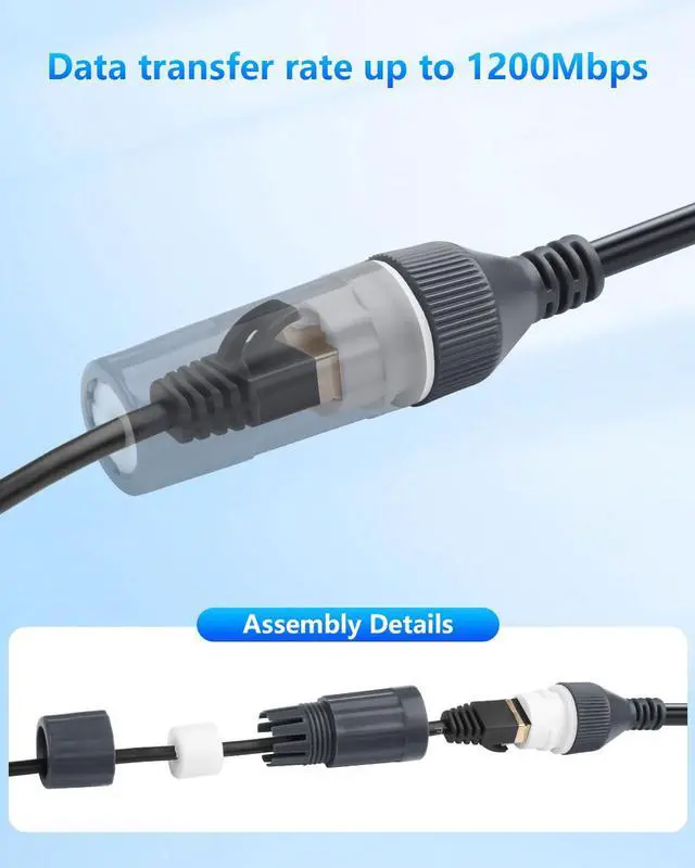 Alt view image 2 of 7 - for Starlink Gen 3 Ethernet Adapter Cable, 1200 Mbps Waterproof Starlink Rectangular Satellite Gen3 V3 Replacement Cable Adapter Gen 3 RJ45 Converter - 0.5M / 1.64FT