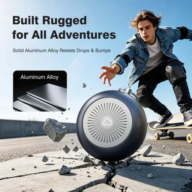 Alt view image 3 of 7 - Portable Bluetooth Speaker IPX6 Waterproof Small Wireless Speakers | Solid Aluminum Alloy Sphere, Bluetooth 6.0 TWS, 12H Playtime, Powerful Sound, Shower Speaker for Outdoors/Travel/Pool/Gifts