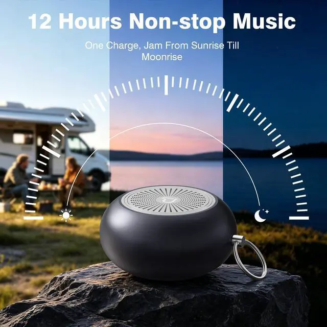 Alt view image 5 of 7 - Portable Bluetooth Speaker IPX6 Waterproof Small Wireless Speakers | Solid Aluminum Alloy Sphere, Bluetooth 6.0 TWS, 12H Playtime, Powerful Sound, Shower Speaker for Outdoors/Travel/Pool/Gifts