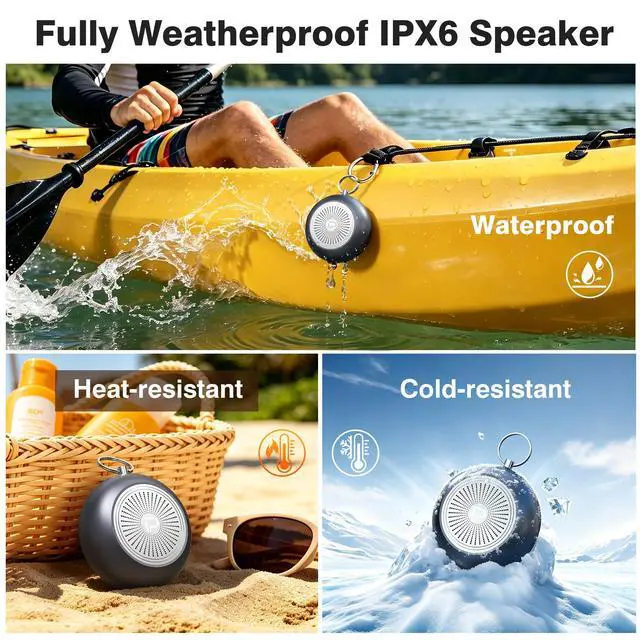 Alt view image 6 of 7 - Portable Bluetooth Speaker IPX6 Waterproof Small Wireless Speakers | Solid Aluminum Alloy Sphere, Bluetooth 6.0 TWS, 12H Playtime, Powerful Sound, Shower Speaker for Outdoors/Travel/Pool/Gifts