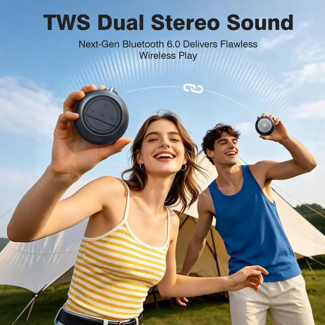 Alt view image 7 of 7 - Portable Bluetooth Speaker IPX6 Waterproof Small Wireless Speakers | Solid Aluminum Alloy Sphere, Bluetooth 6.0 TWS, 12H Playtime, Powerful Sound, Shower Speaker for Outdoors/Travel/Pool/Gifts